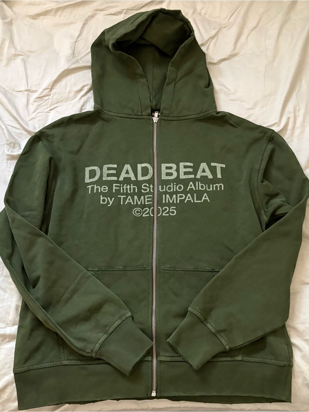 Official Tame Impala Deadbeat 2026 Tour | Olive Zip-Up Hoodie